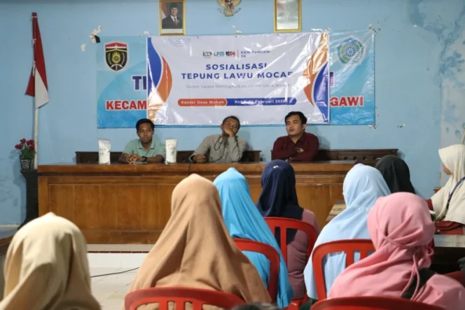 
 Sosialisasi produk mocaf menghadirkan pelaku usaha lokal dan dilanjutkan bazar UMKM Desa Wakah yang melibatkan mahasiswa serta perangkat desa.