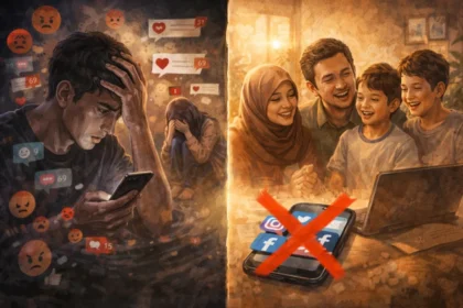 Ilustrasi penggunaan media sosial terkait dampak media sosial mental pada pengguna muda