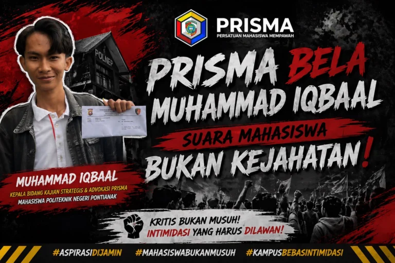 Ketua Umum PRISMA Riko Muharandi memberikan pernyataan dukungan Muhammad Iqbaal terkait kebebasan berpendapat mahasiswa di kampus.