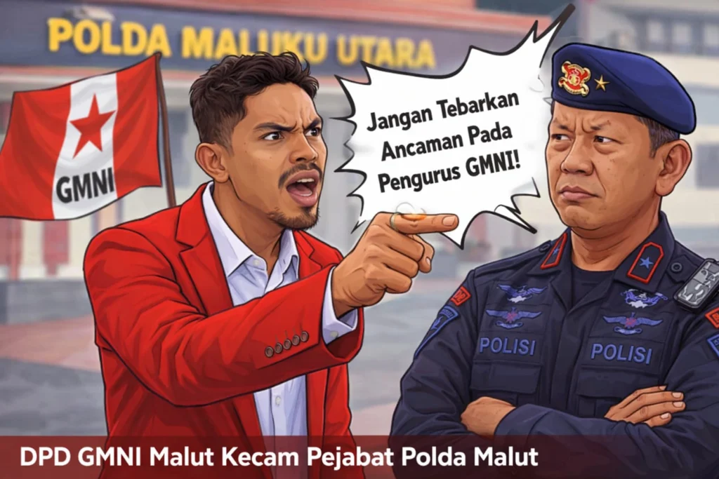 Ketua GMNI Maluku Utara menyampaikan tuntutan evaluasi aparat kepolisian terkait dugaan intimidasi