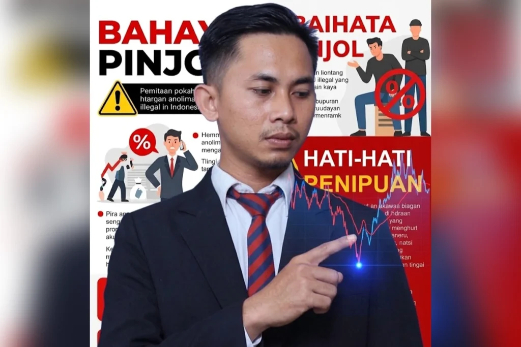 Ilustrasi peningkatan pinjol ilegal Indonesia dan dampaknya pada ekonomi masyarakat