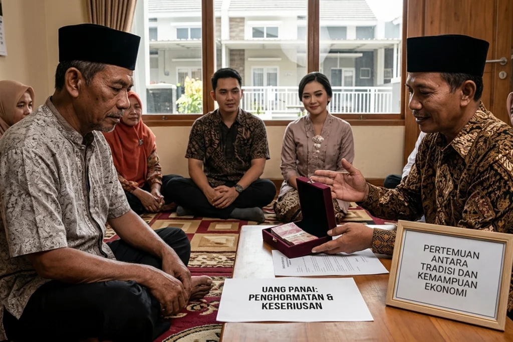 Suasana pertemuan keluarga dalam proses negosiasi uang panai yang menunjukkan keseimbangan antara tradisi dan kemampuan ekonomi.
