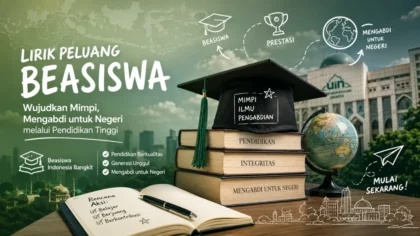Ilustrasi peluang Beasiswa Indonesia Bangkit dengan simbol pendidikan dan kampus