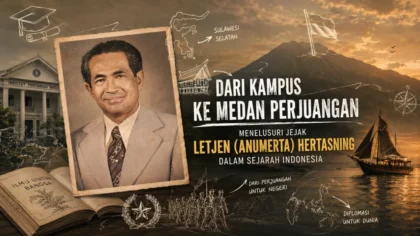 sejarah dan peta lama Indonesia yang menggambarkan rute perjuangan kemerdekaan Letjen Hertasning.