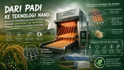 Ilustrasi sistem teknologi pengeringan padi berbasis Graphene Far Infrared modern