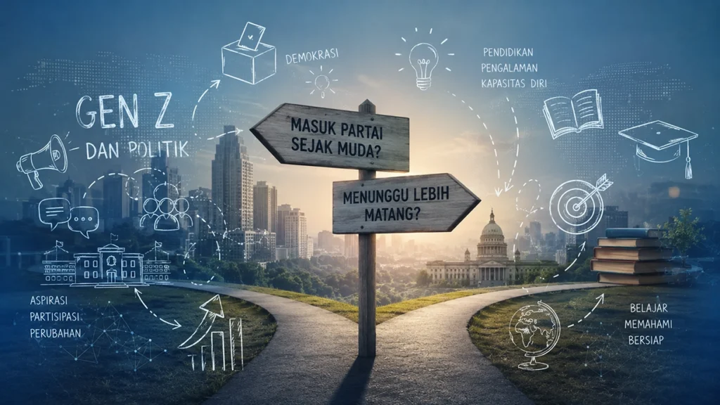 Ilustrasi diskusi anak muda mengenai Gen Z Politik dan partisipasi publik