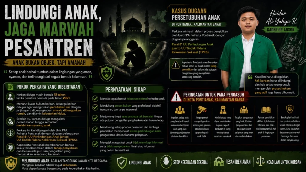 Ilustrasi lingkungan pesantren yang menekankan pentingnya Perlindungan Anak dan keamanan santri.
