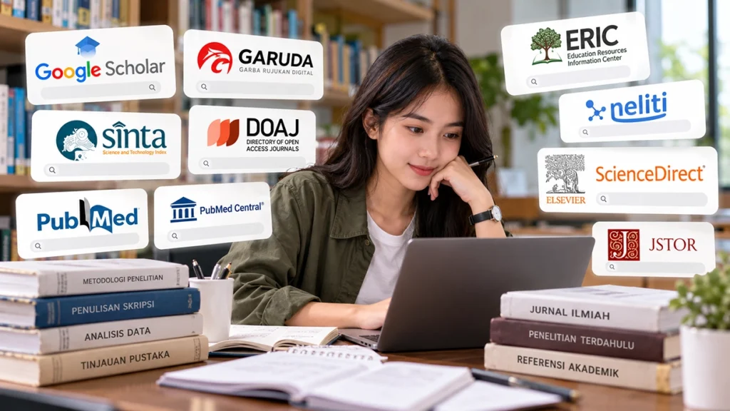 Website jurnal ilmiah gratis untuk mencari referensi penelitian dan artikel akademik bagi mahasiswa.